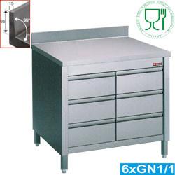 Ladenkast RVS | 3 laden | 80 x 70 x 88/90 cm | met spatrand, Verzenden, Nieuw in verpakking