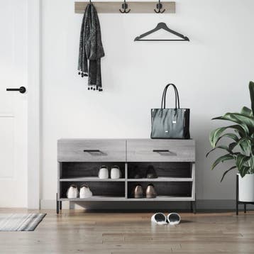vidaXL Schoenenbank 102x35x55 cm bewerkt hout grijs sonoma, Verzenden, Nieuw
