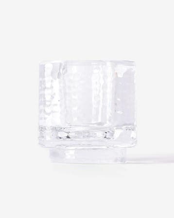 HEMA Theelichthouder 7x7cm Kub glas gehamerd transparant, Verzenden