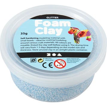 Foam Clay®, glitter, lichtblauw, 35 gr/ 1 Doosje, Nieuw