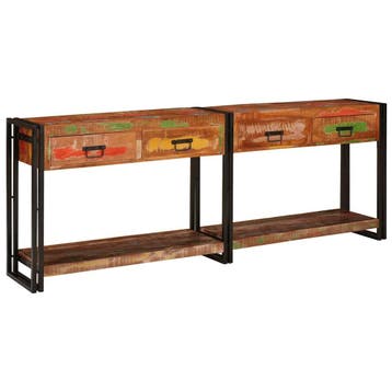 vidaXL Wandtafels met lade 2 pcs Multikleur Massief, Verzenden, Nieuw, Rechthoekig, Overige houtsoorten
