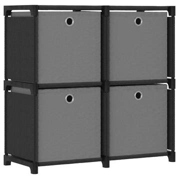 vidaXL Kast met 4 vakken met boxen 69x30x72,5 cm stof zwart, Overige materialen, Verzenden, Nieuw, 50 tot 100 cm