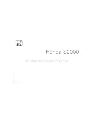 2002 HONDA S2000 INSTRUCTIEBOEKJE ENGELS, Ophalen of Verzenden