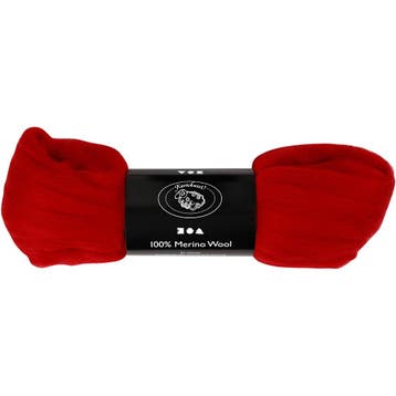 Merino Wol, dikte 21 my, kerstrood, 100 gr/ 1 doos, Nieuw