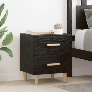 vidaXL Bed kast 2 st Zwart Eiken 40 x 35 x 47.5cm Bewerkt, Minder dan 45 cm, Verzenden, Nieuw, Minder dan 55 cm