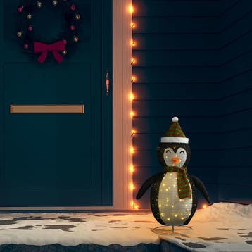 vidaXL Kerstpinguïn decoratief LED 60 cm luxe stof, Verzenden, Nieuw