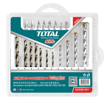 Total boor- en bitset 19 stuks TACSDB1901, Verzenden, Nieuw