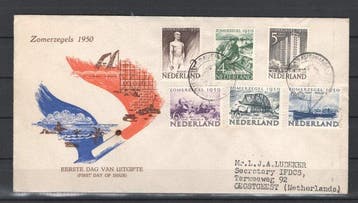 Nederland 1950 - Nederland FDC E1 1950 met groot Attest H., Postzegels en Munten, Gestempeld