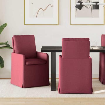 vidaXL Eettafelstoelen 2 st Stof Wijnrood 57 x 67 x 98 cm, Huis en Inrichting, Stoelen, Verzenden, Nieuw, Rood