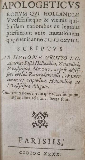 Hugo de Groot - Apologeticus eorum qui Hollandiae