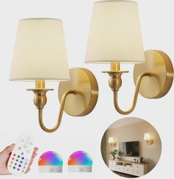 Draadloze Wandlamp Goud met Afstandsbediening & 15 Kleuren L, Verzenden, Nieuw