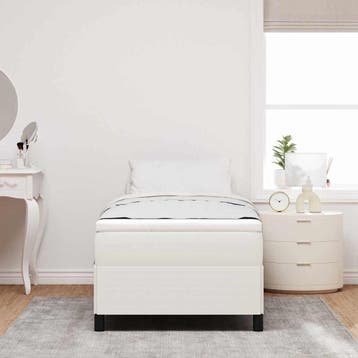 vidaXL Boxspringbed Crèmekleurig 90 x 190 cm Katoen Stof, Eenpersoons, Verzenden, Nieuw, Crème