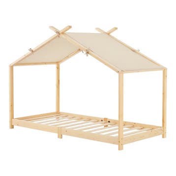 Kinderbed Brome huisbed 90x200 cm houtkleurig en beige [en.c, Verzenden, Nieuw