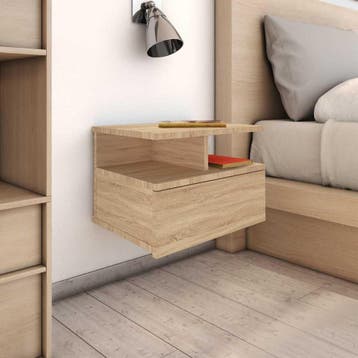 vidaXL Nachtkastje zwevend 40x31x27cm bewerkt hout sonoma, Huis en Inrichting, Slaapkamer | Nachtkastjes, Minder dan 45 cm, Verzenden
