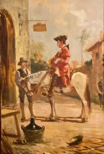 Italiaanse school (XIX) - Sosta di un cavaliere