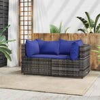 vidaXL Tuinhoekbanken met kussens 2 st poly rattan grijs, Verzenden, Nieuw