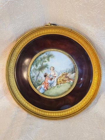 After F. Boucher - Le Berger Galant - Miniature painting