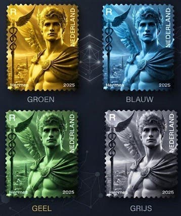 Nederland 2025 - Nederland - Crypto Stamp 4 (Hermes) - Set, Postzegels en Munten, Gestempeld