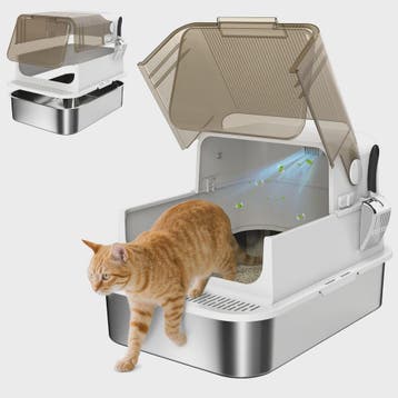 Gesloten Kattenbak met RVS Bodem - Ruim & Geurarm - Wit - 70, Dieren en Toebehoren, Verzenden, Nieuw