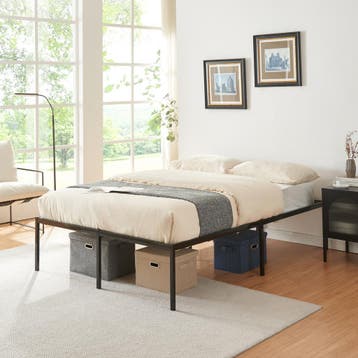 Metalen bed tweepersoonsbed Vårdö met bedbodem 140x200 cm zw, Verzenden, Nieuw
