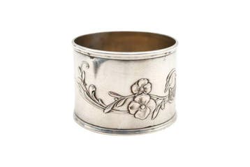 Servetring - .833 zilver - Bloemen, Antiek en Kunst