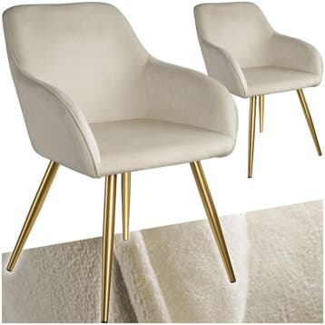 Eetkamerstoel Marilyn fluweellook, gouden poten, Verzenden, Nieuw