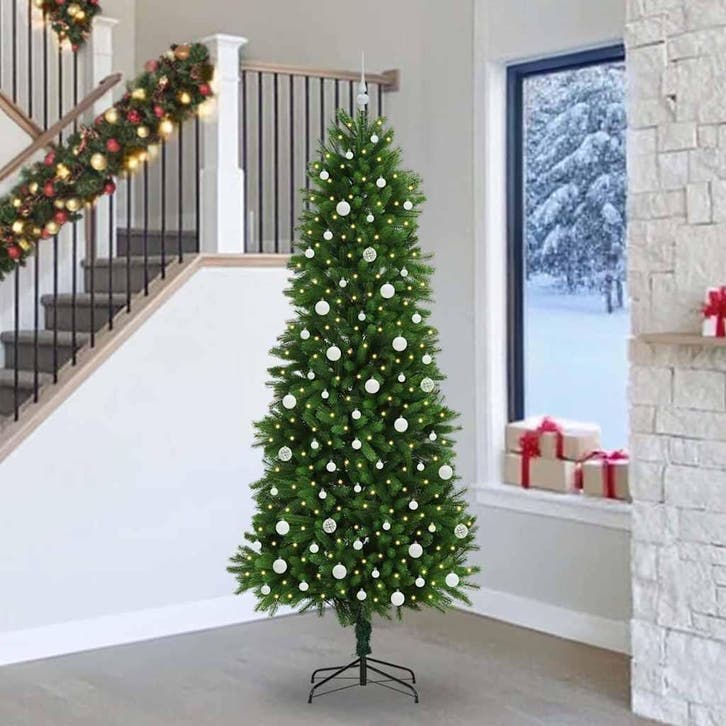 vidaXL Kerstboom met 300 LED met standaard Groen 240 cm PE, Diversen, Kerst, Nieuw, Verzenden