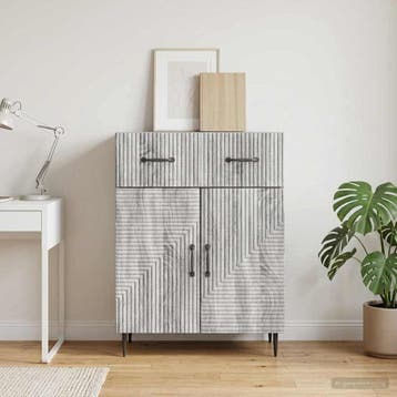 vidaXL Dressoir Grijs sonoma 66 x 34,5 x 89,5 cm Bewerkt, Verzenden, Nieuw, Overige houtsoorten, Minder dan 50 cm