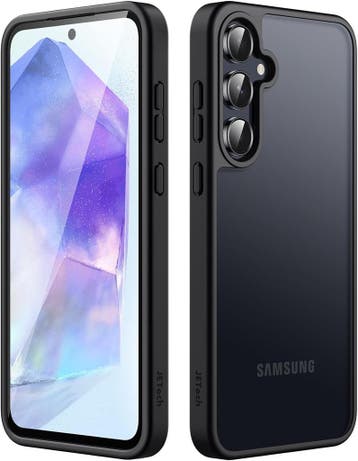 Samsung A55 Hybrid Shockproof Bumper semi transparant/zwart, Telecommunicatie, Verzenden, Nieuw