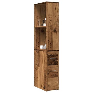 vidaXL Badkamerkast smal met wielen bewerkt hout oud, Verzenden, Nieuw