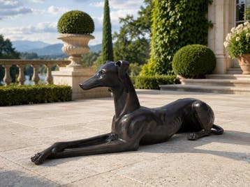 Beeld, Bronze: XL Greyhound Dog 106cm - 40.5 cm - Brons -