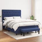 vidaXL Boxspring met matras stof blauw 140x200 cm, 140 cm, 200 cm, Stof, Verzenden