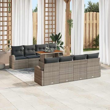 vidaXL Tuin Sofa Set 7 st Grijs, Tuin en Terras, Tuinsets en Loungesets, Verzenden, Nieuw, Rotan, 7 zitplaatsen
