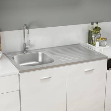 vidaXL Gootsteen met afvoerset 1000x600x155 mm roestvrij, Verzenden, Nieuw