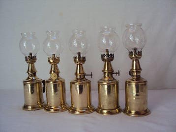 Olielamp (5) - Charles Pigeon en anderen - 5 echt mooie oude, Antiek en Kunst