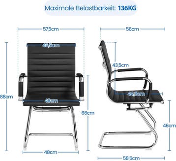 2dekans | Eetkamerstoelen met Armleuningen Set van 2 PU, Ophalen of Verzenden, Zo goed als nieuw, Zwart