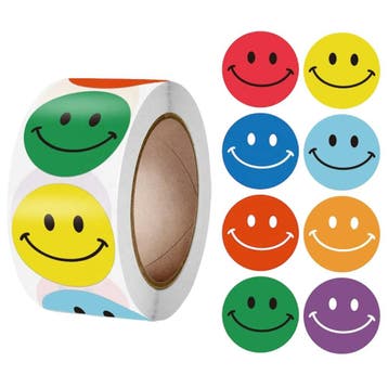 Emoji / Smiley Stickers Op Rol - 25 mm - 8 Kleuren - 500, Verzenden, Nieuw