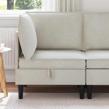 vidaXL Bank met opslag Crèmekleurig Fluweel, Huis en Inrichting, Banken | Bankstellen, Verzenden, Nieuw, Stof, Minder dan 150 cm