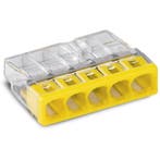 WAGO - Lasklem - 5 Polig - 0.5-2.5mm2 - Geel - 2 Stuks, Doe-het-zelf en Verbouw, Elektra en Kabels, Ophalen of Verzenden, Nieuw