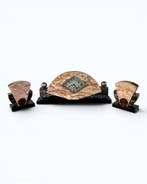 Klok en garnituur set - Art Deco Marmer, IJzer - 1920-1930