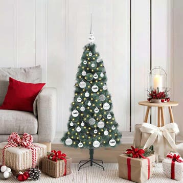 vidaXL Kunstkerstboom met verlichting en ballenset Groen 120, Verzenden, Nieuw