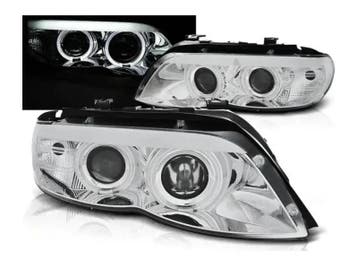 Xenon Angel Eyes koplampen Chrome geschikt voor BMW X5 E53, Auto-onderdelen, Verlichting, Verzenden, Nieuw, BMW