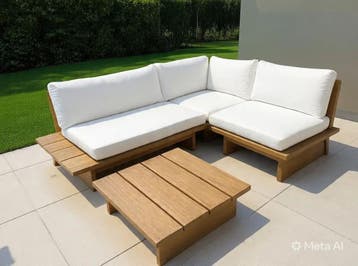 Luxe Loungeset eucalyptus hout met weersbestendige kussen..., Verzenden, Nieuw