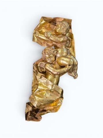 sculptuur, Coppia cherubini oro - 38 cm - Gips, Antiek en Kunst, Antiek | Keramiek en Aardewerk