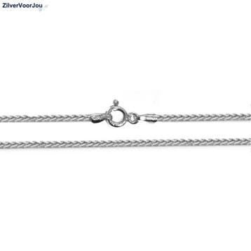Zilveren square spiga rhodium ketting 45 cm, Verzenden, Nieuw, Zilver
