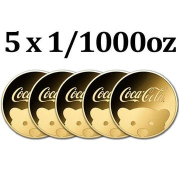 Tsjaad. 3000 Francs 5 x 1/1000 oz 999 Fine Gold Coca-Cola