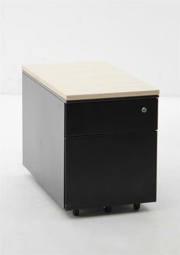 Ladeblok verrijdbaar 2-ladig - zwart - appel decor, Werkplek, Ophalen of Verzenden, Gebruikt, Overige typen
