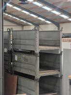 Stalen bak, open korte zijden, 125x85x68 cm, grijs, gebruikt, Ophalen of Verzenden