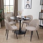 Stoelen bouclé - 2 stuks - Soft Taupe - Zithoogte 47 cm, Verzenden, Nieuw