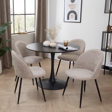 Stoelen bouclé - 2 stuks - Soft Taupe - Zithoogte 47 cm, Huis en Inrichting, Stoelen, Verzenden, Nieuw